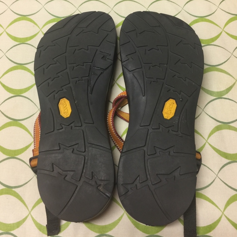 Vibram Black Footbed Sandals with Orange and Yellow Straps - Picture 3 of 4